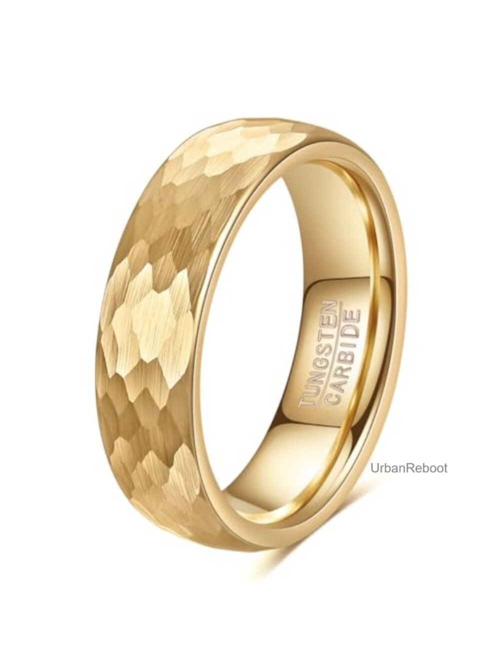 Hammered Tungsten Carbide Wedding Band Ring for Men Women 6mm Matte Finish
